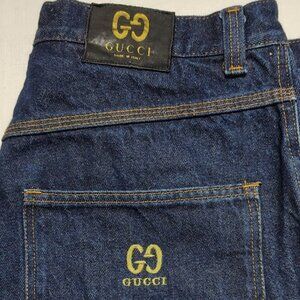 Gucci Blue and Gold Relaxed Men Jeans